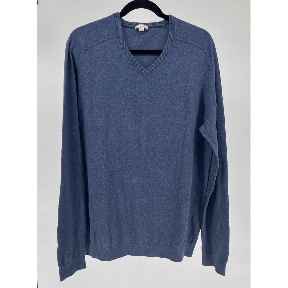 GAP‎ Mens Sweater XL Tall Cashmere Cotton Blue V Neck Classic Preppy